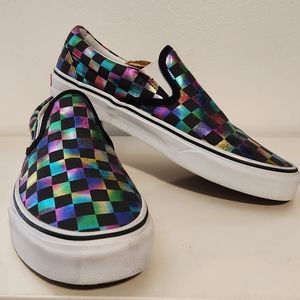 Vans Off The Wall Multi-color Metallic Plaid Slip-On Shoe Women's size 8